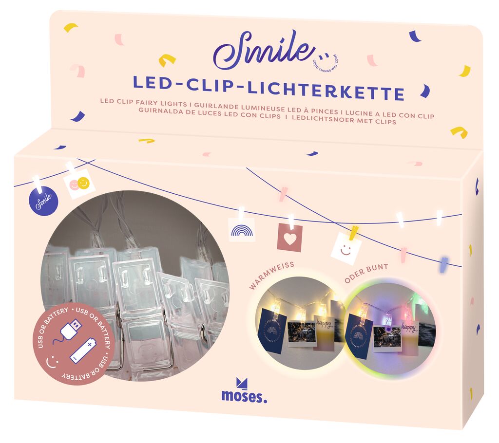 Guirlandes lumineuses à clip LED Smile