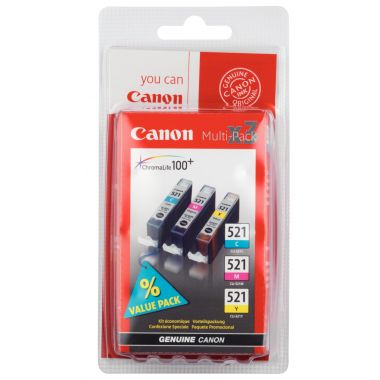 Lot de 3 cartouches à la marque Canon CLI-521 cyan magenta et jaune