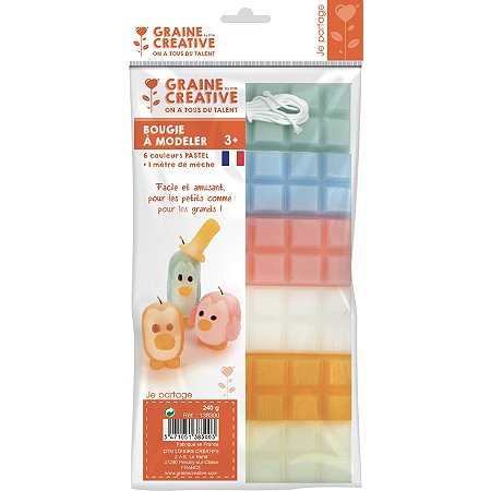 Bougie à modeler 6 barres Couleurs pastel 240 g