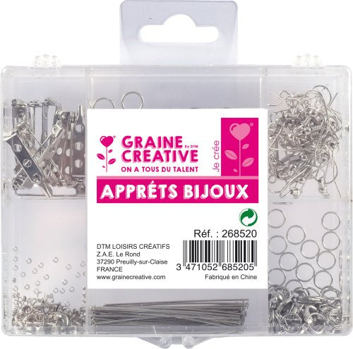 COFFRET D'APPRETS BIJOUX COLORIS ARGENT 407pcs