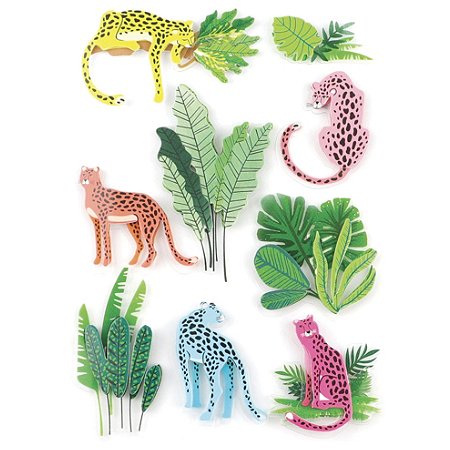 9 STICKERS PANTHERES JUNGLE EFFET 3D 50MM