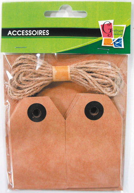 ETIQUETTES KRAFT + LIEN JUTE X20