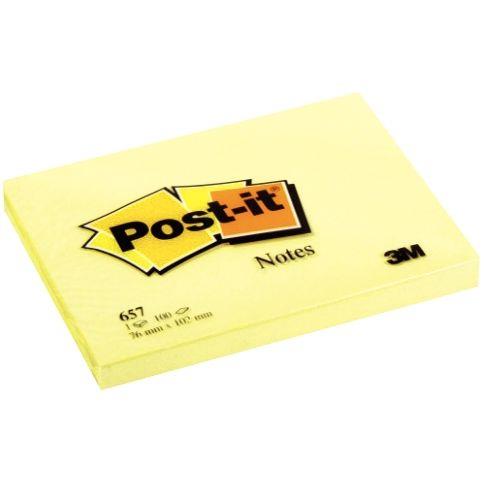 Bloc de 100 feuilles post-it notes jaune, 76 x 102 mm