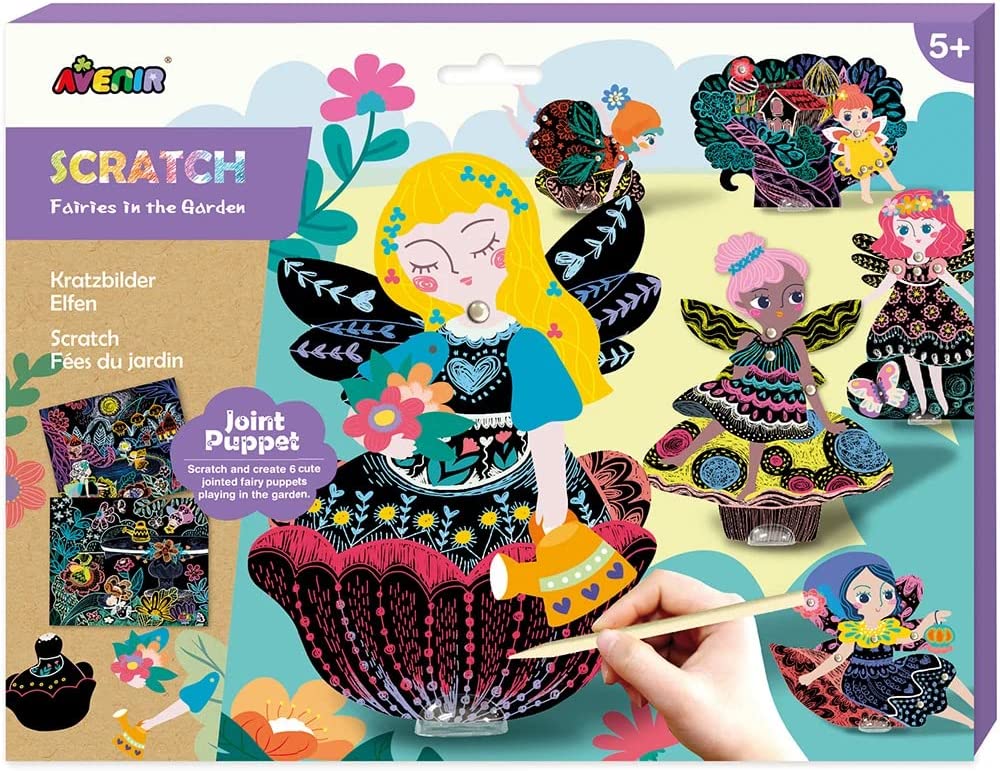 Avenir- Scratch Kit de Bricolage pour Enfants avec Figurines articulées Motif fées dans Le Jardin