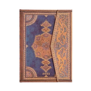 AGENDA SEMAINIER 13X18CM PAPERBLANKS SAFAVIDE INDIGO MIDI 12 MOIS VERTICAL