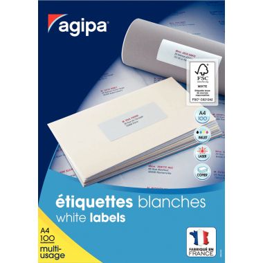 Boîte de 100 étiquettes multi-usages blanches 289,1x199,6mm