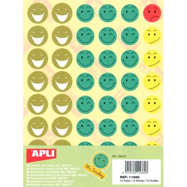 Pochette de 576 gommettes SMILEY, 12 planches