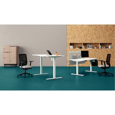 Bureau à réglage électrique Guera 2 L160xP80cm plateau blanc/piètement blanc