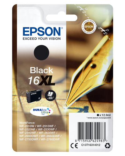 Epson STYLO PLUME / 16XL cartouche jet d'encre noire haute capacité authentique (T163140)