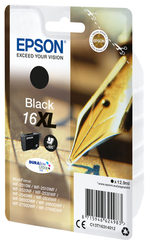 Epson STYLO PLUME / 16XL cartouche jet d'encre noire haute capacité authentique (T163140)