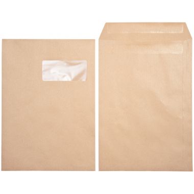 Boite de 250 pochettes kraft 229x324mm 90g autocollante fenêtre 50x100mm