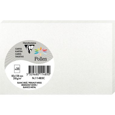 Paquet de 25 cartes Pollen 82x128mm 210g blanc irisé