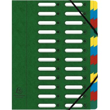Trieur en carte lustrée avec élastiques 24 compartiments, fenêtres découpées