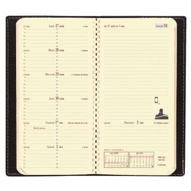 Agenda semainier Italnote spirale noir