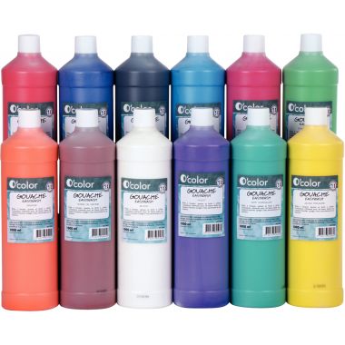 Flacon 1 L de gouache liquide économique O'COLOR coloris  blanc