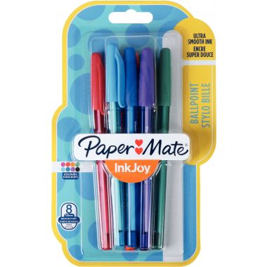 Blister de 8 stylos Inkjoy 100 pointe moyenne fun assortis