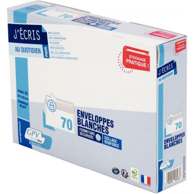 Boite de 70 enveloppes blanches 162x229mm 80g bande siliconée