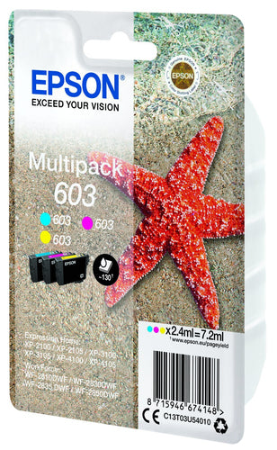 Epson ETOILE DE MER / 603 pack de de 3 cartouches jet d'encre cyan, magenta et jaune authentique (T03U540)