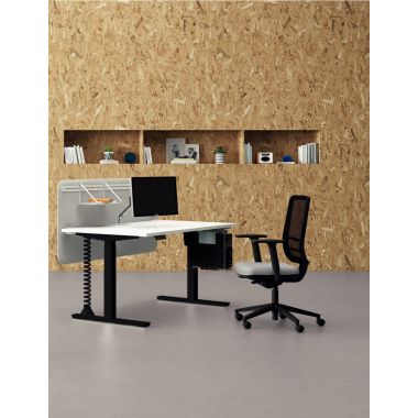 Bureau à réglage électrique Guera 2 L160xP80cm plateau blanc/piètement noir