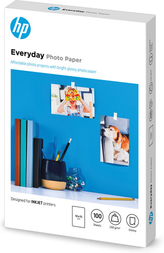 Paquet de 100 feuilles de papier photo glacé marque HP CR757A format A6 (10 x 15 cm) 180g