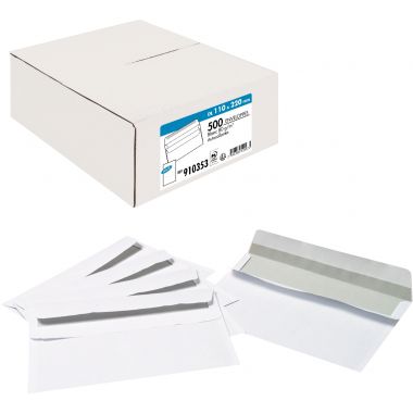 Boite de 500 enveloppes blanches 110x220mm 80g autocollante