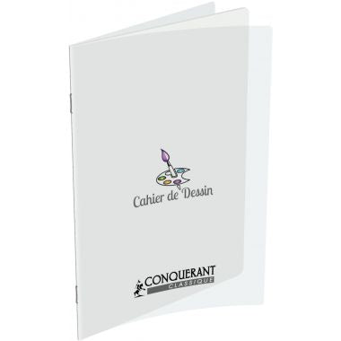 Cahier de dessin 48 pages CONQUERANT, 24x32 cm, uni 120g, couv PP incolore