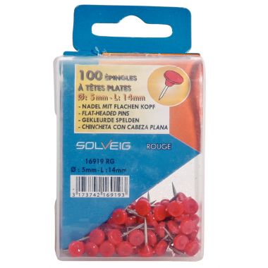 Boîte de 100 épingles de signalisation diamètre 5 mm rouge