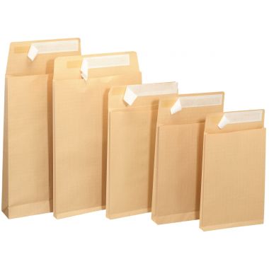 Paquet de 50 pochettes kraft armé 260x330mm soufflet 30mm bande siliconée