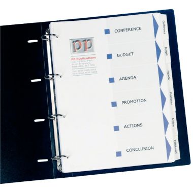 Jeu de 6 intercalaires personnalisables Index Maker en carte format A4