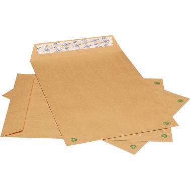 Boite de 250 pochettes kraft 229x324mm 90g bande siliconée fenêtre 50x100mm