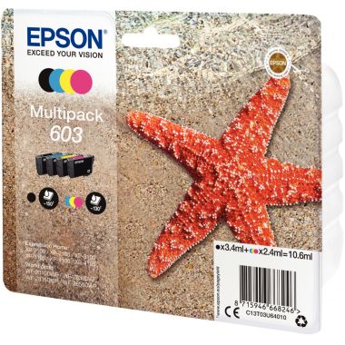 Epson ETOILE DE MER / 603 pack de de 4 cartouches jet d'encre noire, cyan, magenta et jaune authentique (T03U640)