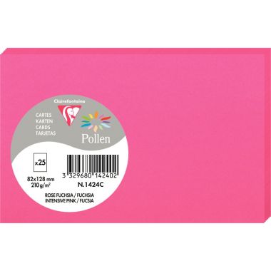 Paquet de 25 cartes Pollen 82x128mm 210g fuchsia