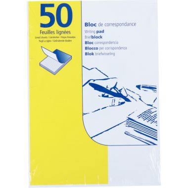 Bloc de 50 feuilles de correspondance 210x297mm lignées travers