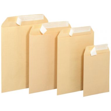 Boite de 250 pochettes kraft 280x370mm 120g bande siliconée