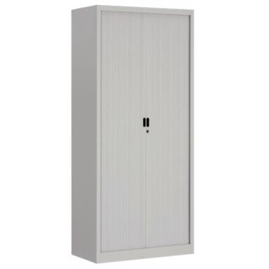 Armoire monobloc gris 180x90x43cm 2 rideaux 3 tablettes