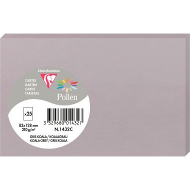 Paquet de 25 cartes Pollen 82x128mm 210g gris