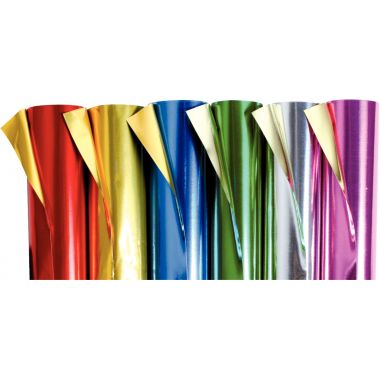 Boite de 6 rouleaux de feuilles aluminium double face 90 g/m², 5m x 0,50 couleurs assorties