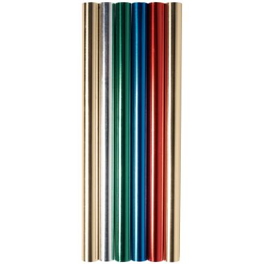 Boite de 6 rouleaux de feuilles aluminium double face 90 g/m², 5m x 0,50 couleurs assorties