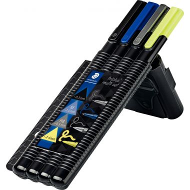 Etui chevalet triplus multi set  4 stylos assortis + règle