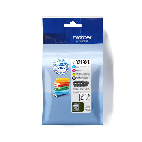 Brother LIVRE pack de 4 cartouches jet d'encre noire, cyan, magenta et jaune haute capacité authentique (LC3219XLVALBP)