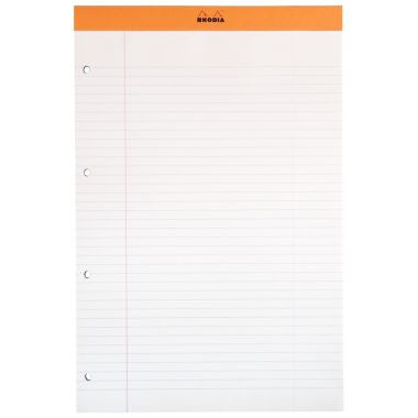 Bloc de bureau RHODIA 80 feuilles perforées, format A4+, ligné 7 mm, papier blanc 80g