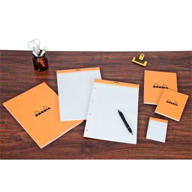 Bloc de bureau RHODIA 80 feuilles perforées, format A4+, ligné 7 mm, papier blanc 80g