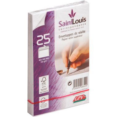 Paquet de 25 enveloppes blanches 90x140mm 100g pour cartes de visite