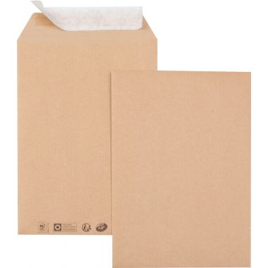 Boite de 500 pochettes kraft 176x250mm 90g bande siliconée