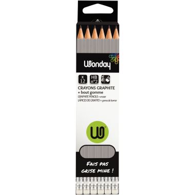 Boîte de 12 crayons graphite standard HB bout gomme