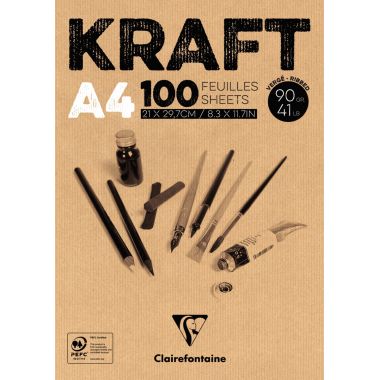 Bloc de 100 feuilles kraft 90g 210x297mm brun