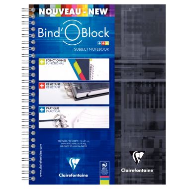 Reliure intégrale BIND'O BLOCK 160 pages perforées, format A4+, quadrillé 5x5