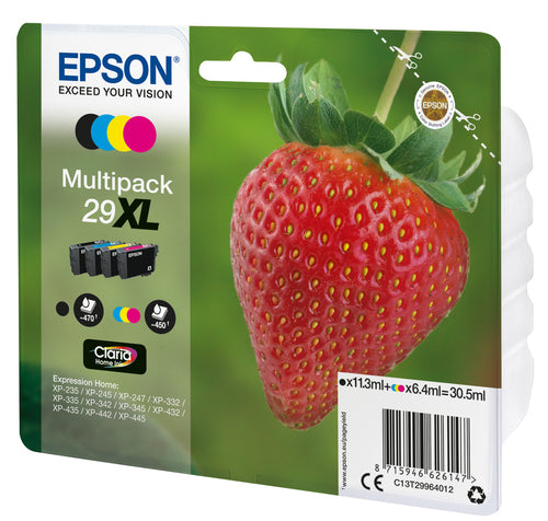 Epson FRAISE / 29XL pack de de 4 cartouches jet d'encre noire, cyan, magenta et jaune haute capacité authentique (T299640)