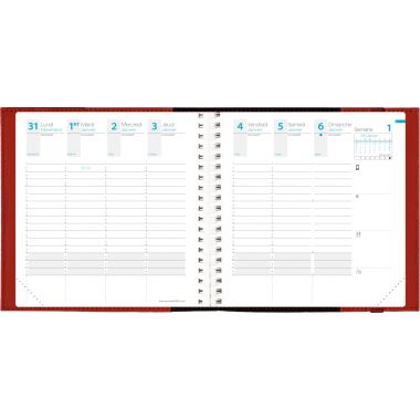 Agenda semainier Time&Life 10x15cm rouge vermeil