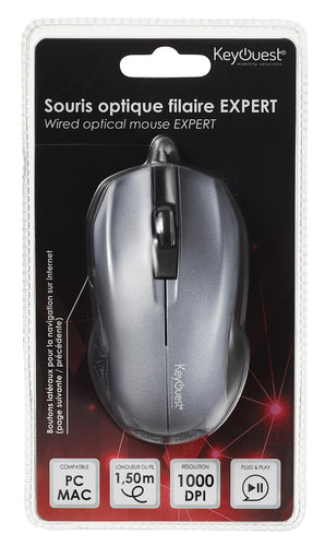 Souris filaire optique KeyOuest Expert couleur gris